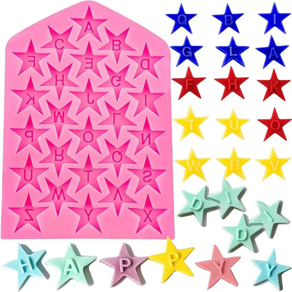 Star Silicone Molds Star Shaped Chocolate Five-point Star Candy Molds Alphabet